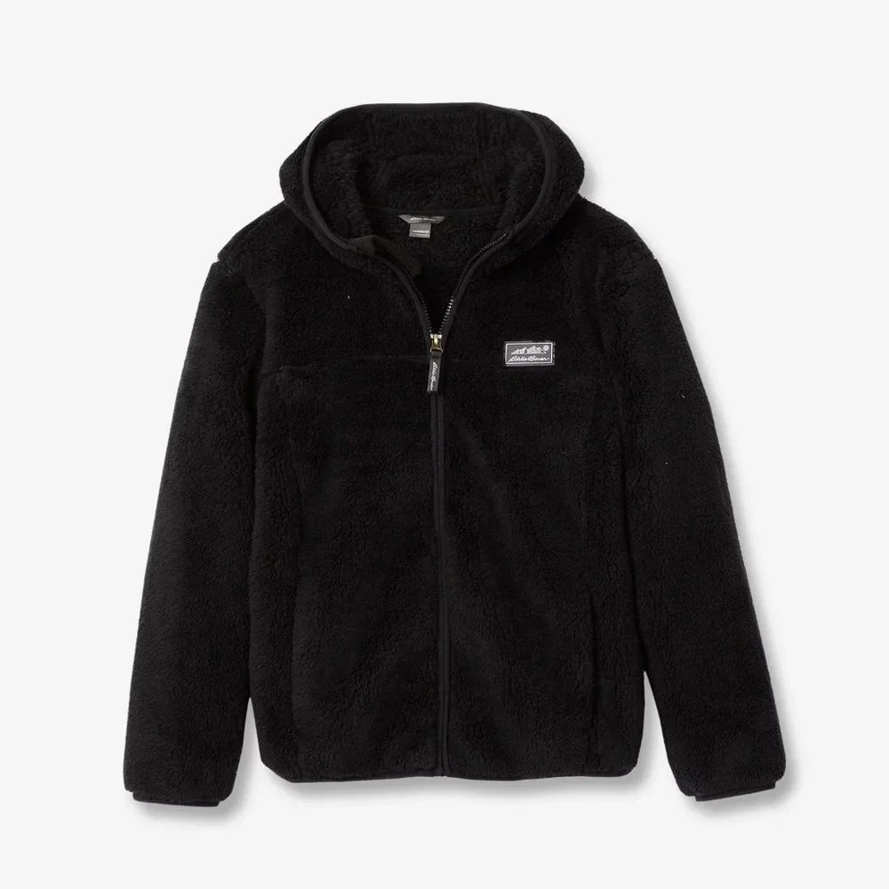 NWT Eddie Bauer Kids' Quest Fleece Plush Hooded Jacket in Black‎ - Size XS